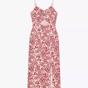 Red and White Floral Maxi Dress, Zara